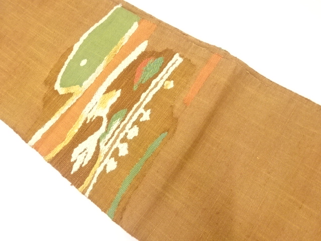 JAPANESE NAGOYA OBI / TSUMUGI / WOVEN FLORAL PLANTS